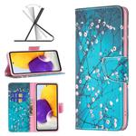 For Samsung Galaxy A73 5G Colored Drawing Pattern Leather Phone Case(Plum Blossom)