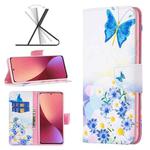 For Xiaomi 12 Colored Drawing Pattern Leather Phone Case(Flower Butterfly)