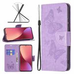 For Xiaomi 12 Two Butterflies Embossing Leather Phone Case(Purple)