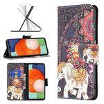 For Samsung Galaxy A13 4G Colored Drawing Leather Phone Case(Flowers Elephant)