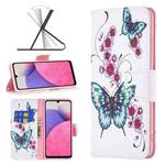 For Samsung Galaxy A33 5G Colored Drawing Leather Phone Case(Peach Blossom Butterfly)