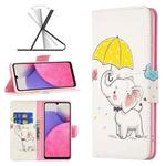 For Samsung Galaxy A33 5G Colored Drawing Leather Phone Case(Umbrella Elephant)