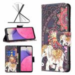 For Samsung Galaxy A33 5G Colored Drawing Leather Phone Case(Flowers Elephant)