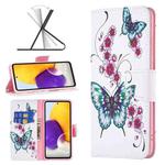 For Samsung Galaxy A73 5G Colored Drawing Leather Phone Case(Peach Blossom Butterfly)