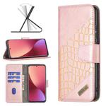 For Xiaomi 12 Matching Color Crocodile Texture PU Leather Phone Case(Rose Gold)
