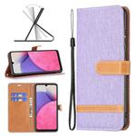 For Samsung Galaxy A33 5G Color Matching Denim Texture Leather Phone Case(Purple)