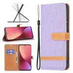 For Xiaomi 12 Color Matching Denim Texture Leather Phone Case(Purple)