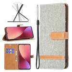 For Xiaomi 12 Color Matching Denim Texture Leather Phone Case(Grey)