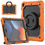 For iPad 10.2 2021 / 2020 / 2019 Silicone + PC Tablet Case with Shoulder Strap(Orange+Black)