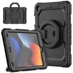 For iPad 10.2 2021 / 2020 / 2019 Silicone + PC Tablet Case with Shoulder Strap(Black)