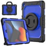For iPad 10.2 2021 / 2020 / 2019 Silicone + PC Tablet Case with Shoulder Strap(Black+Dark Blue)