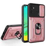 For OPPO A53 2020 / A32 Sliding Camshield Card Phone Case(Rose Gold)