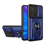 For OPPO Realme 5 / C3 Sliding Camshield Card Phone Case(Sapphire Blue)