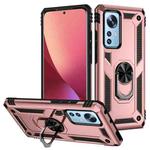 For Xiaomi 12 Shockproof TPU + PC Phone Case with Holder(Rose Gold)