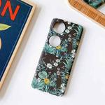 For Huawei P50 Pocket Small Floral PC Folding Phone Case(Green Leaves White Flowers)