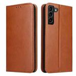 For Samsung Galaxy S22 5G Fierre Shann PU Genuine Leather Texture Leather Phone Case(Brown)