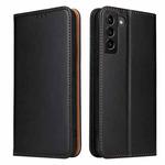 For Samsung Galaxy S22+ 5G Fierre Shann PU Genuine Leather Texture Leather Phone Case(Black)