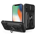 For iPhone X / XS Sliding Camshield Card Phone Case(Black)