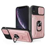For iPhone XR Sliding Camshield Card Phone Case(Rose Gold)