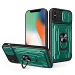 Sliding Camshield Card Phone Case For iPhone XS Max(Dark Green)