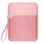 9.7-11 inch Universal Sheepskin Leather + Oxford Fabric Portable Tablet Storage Bag(Pink)