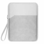9.7-11 inch Universal Sheepskin Leather + Oxford Fabric Portable Tablet Storage Bag(Light Grey)
