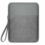 9.7-11 inch Universal Sheepskin Leather + Oxford Fabric Portable Tablet Storage Bag(Dark Grey)