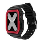 Two-color Integrated Watch Band For Apple Watch Series 8&7 45mm / SE 2&6&SE&5&4 44mm / 3&2&1 42mm(Black Red)