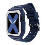 Two-color Integrated Watch Band For Apple Watch Series 8&7 45mm / SE 2&6&SE&5&4 44mm / 3&2&1 42mm(Blue White)