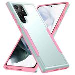 For Samsung Galaxy S22 Ultra 5G Pioneer Armor Heavy Duty PC + TPU Phone Case(Green Pink)