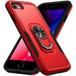 For iPhone SE 2022 / SE 2020 / 8 / 7 Pioneer Armor Heavy Duty PC + TPU Holder Phone Case(Red Black)