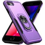 For iPhone SE 2022 / SE 2020 / 8 / 7 Pioneer Armor Heavy Duty PC + TPU Holder Phone Case(Purple Black)