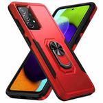 For Samsung Galaxy A52 5G / 4G Pioneer Armor Heavy Duty PC + TPU Holder Phone Case(Red + Black)