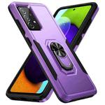 For Samsung Galaxy A52 5G / 4G Pioneer Armor Heavy Duty PC + TPU Holder Phone Case(Purple + Black)