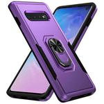 For Samsung Galaxy S10 Pioneer Armor Heavy Duty PC + TPU Holder Phone Case(Purple + Black)