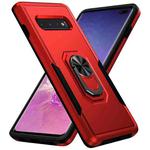 For Samsung Galaxy S10+ Pioneer Armor Heavy Duty PC + TPU Holder Phone Case(Red + Black)