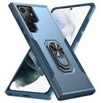 For Samsung Galaxy S22 Ultra 5G Pioneer Armor Heavy Duty PC + TPU Holder Phone Case(Blue)