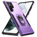For Samsung Galaxy S22 Ultra 5G Pioneer Armor Heavy Duty PC + TPU Holder Phone Case(Purple + Black)