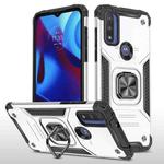 For Motorola Moto G Pure Magnetic Armor TPU + PC Holder Phone Case(Silver)