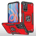 For Xiaomi Redmi Note 11 Magnetic Armor TPU + PC Holder Phone Case(Red)