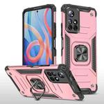 For Xiaomi Redmi Note 11 Magnetic Armor TPU + PC Holder Phone Case(Rose Gold)