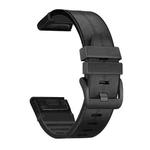 For Garmin Fenix 7 Silicone + Leather Quick Release Watch Band(Black)