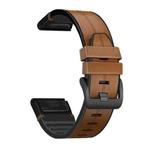 For Garmin Fenix 7 Silicone + Leather Quick Release Watch Band(Brown)