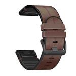 For Garmin Fenix 7X Silicone + Leather Quick Release Watch Band(Coffee)