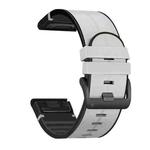 For Garmin Fenix 7X Silicone + Leather Quick Release Watch Band(Light Grey)