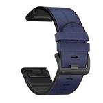 For Garmin Fenix 7X Silicone + Leather Quick Release Watch Band(Midnight Blue)