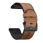 For Garmin Fenix 7X Silicone + Leather Quick Release Watch Band(Brown)