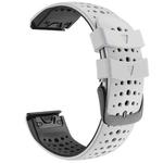 For Garmin Fenix 7 Two-color Silicone Round Hole Quick Release Watch Band(White Black)