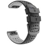 For Garmin Fenix 7 Two-color Silicone Round Hole Quick Release Watch Band(Black Grey)