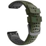 For Garmin Fenix 7 Two-color Silicone Round Hole Quick Release Watch Band(Army Green Black)